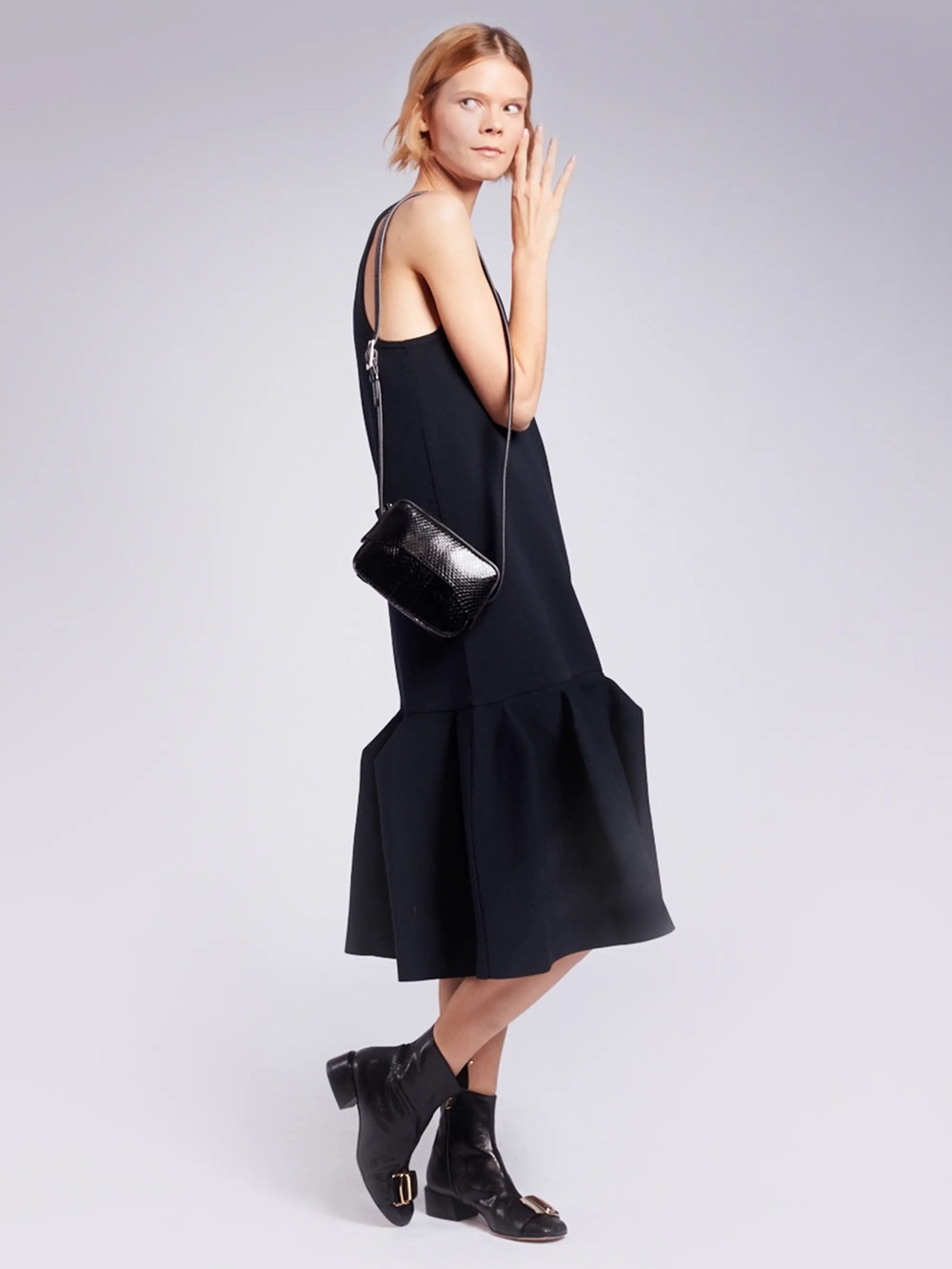 NWT Tibi Tech Poly Sculpted Dress Dark Navy XS - Picture 6 of 15